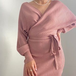 Cozy & Warm Long Sleeve Mauve Knit Dress Size Small